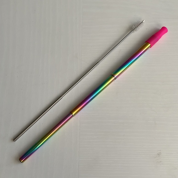 Mermaid Straw Telescopic Straw with 8mm Silicone Tip and Cleaning Brush - Picture 3 of 4